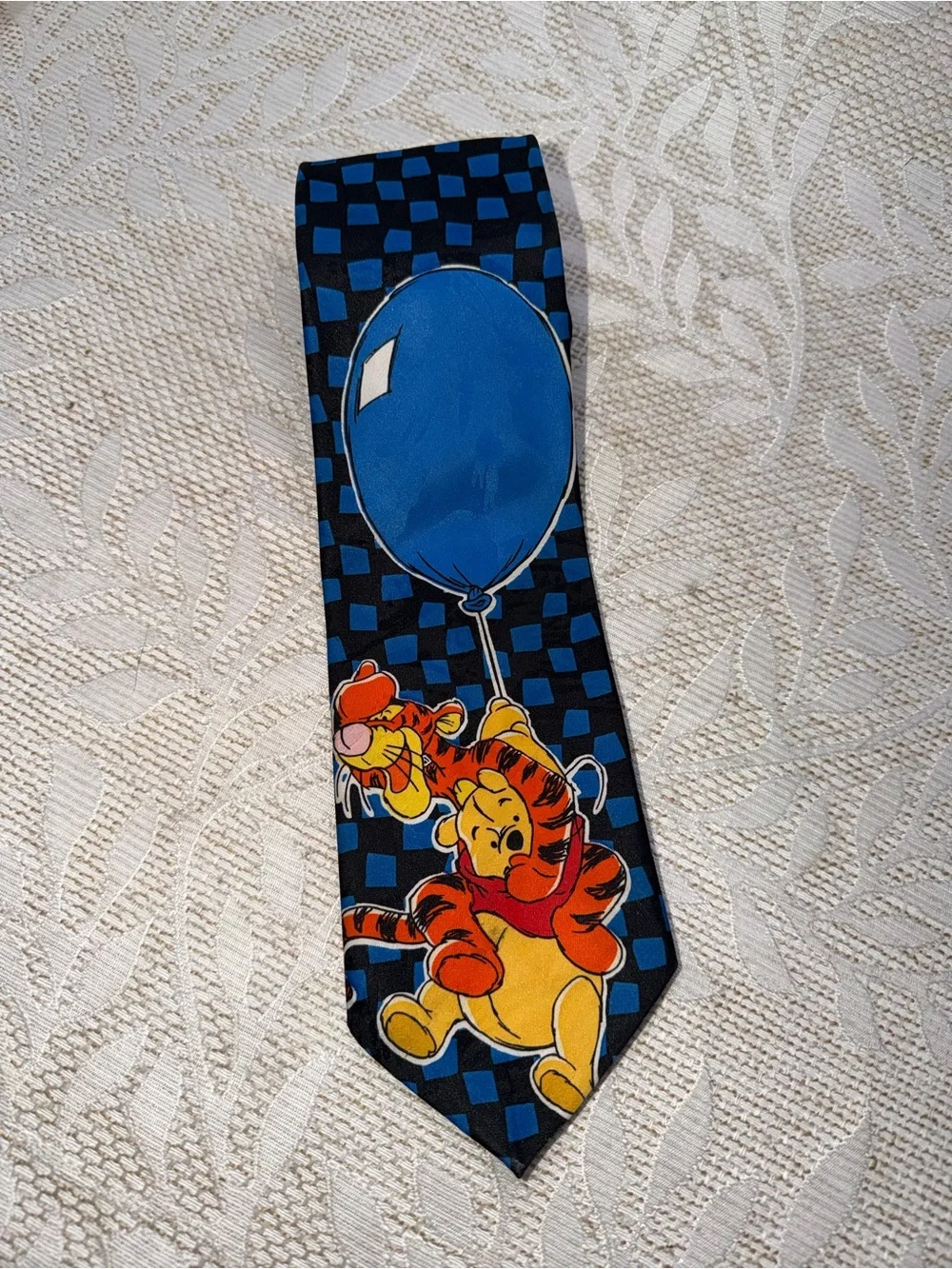 Vintage Winnie the Pooh & Tigger Blue Balloon Novelty Tie